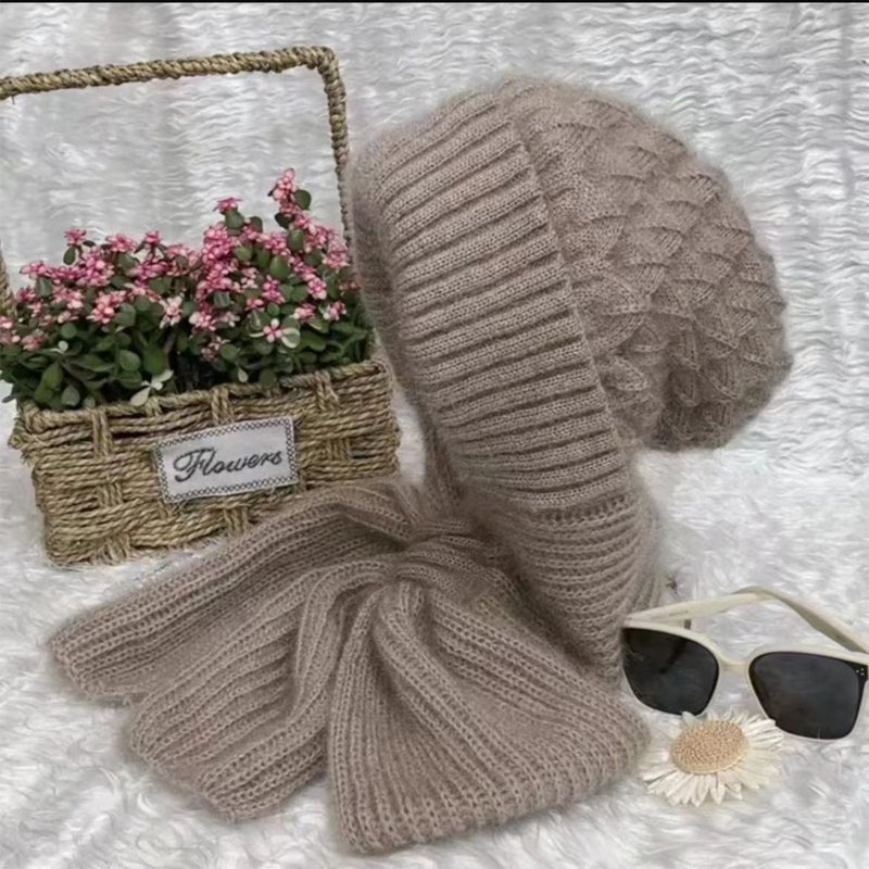 Winter Beanie Mütze & Schal Set Strickware Damen