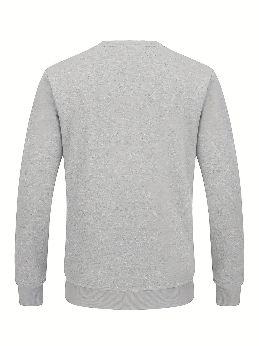 Unisex Winter Sweatshirt warm gefüttert mit Bergmotiv Langarm Rundhals Pullover