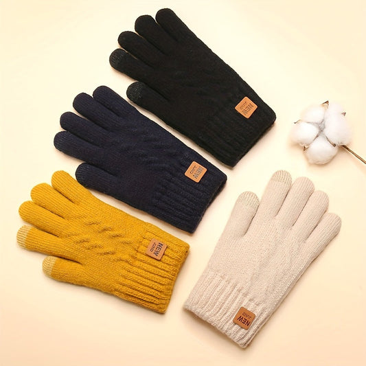 Gebreide gevoerde touchscreen-winterhandschoenen voor dames en heren
