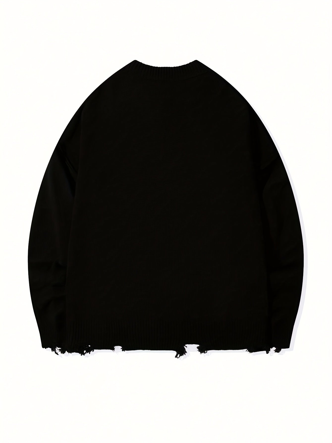 Unisex Distressed Pullover mit Rundhals und Rippstrickbündchen