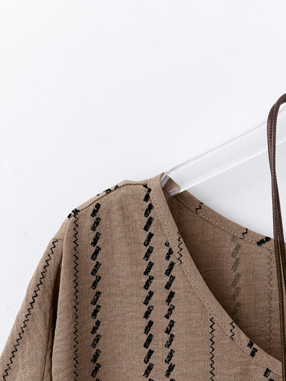 Damen Boho Tunika mit Muster und Kurzarm – Lässige Oversize Bluse im Ethno-Stil
