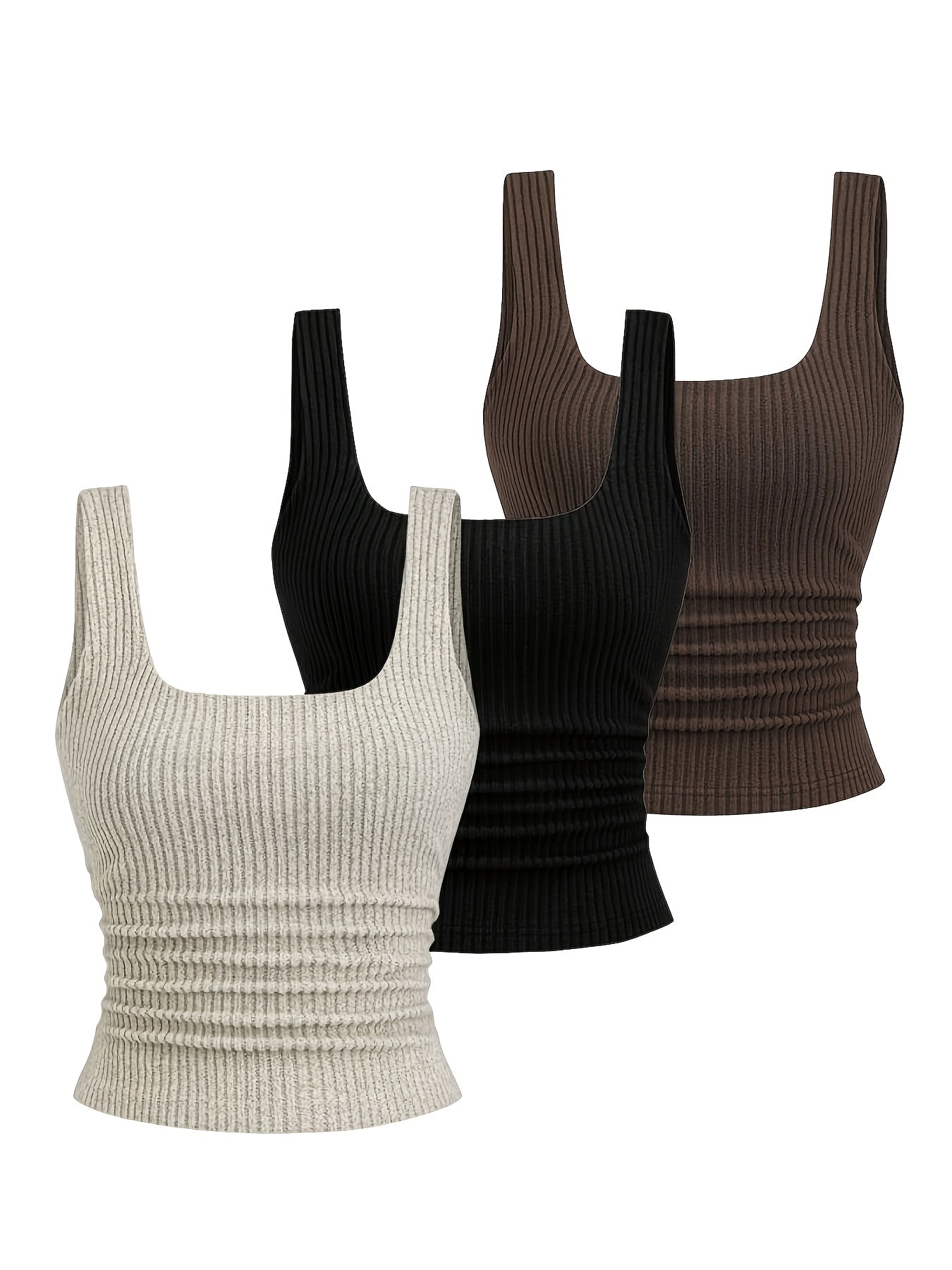 Damen Geripptes Basic Tanktop mit Quadrat-Ausschnitt – Modisches Slim Fit Top für Alltag & Freizeit