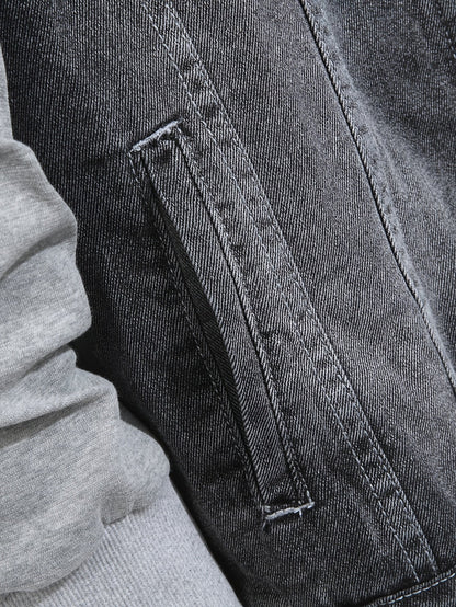Herren Jeansjacke mit Kapuze und langen Ärmeln