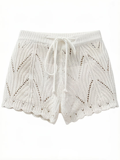 Damen Häkelshorts Strandmode mit Tunnelzug – Boho Style Badeshorts für Urlaub & Freizeit