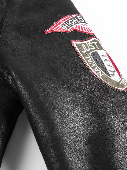 Herren Pilotenjacke mit Fellkragen und Reißverschluss