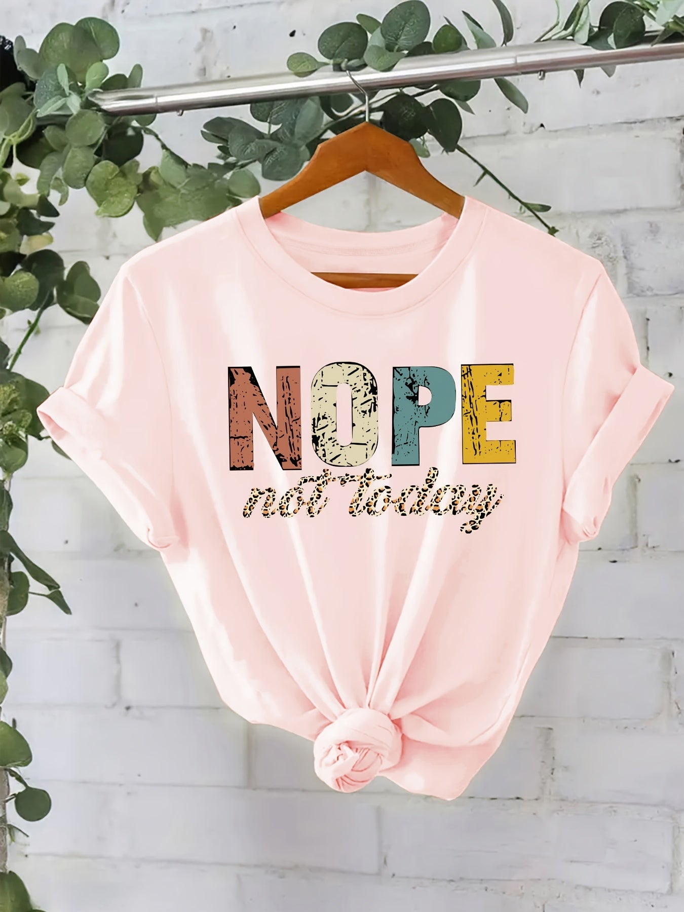 Damen Statement-Shirt mit Spruch NOPE Not Today – Lässiges Freizeit T-Shirt mit Print