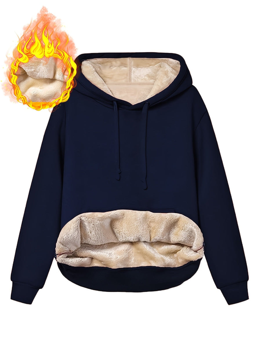 Unisex Hoodie mit Kapuze und Plüschfutter – Warmer Winter Pullover mit Kängurutasche