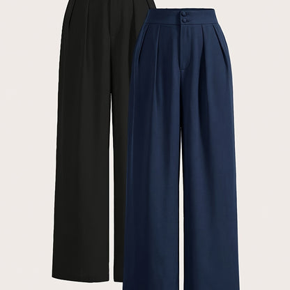 Damen Weite High-Waist Anzughose Elegant Büro & Freizeit