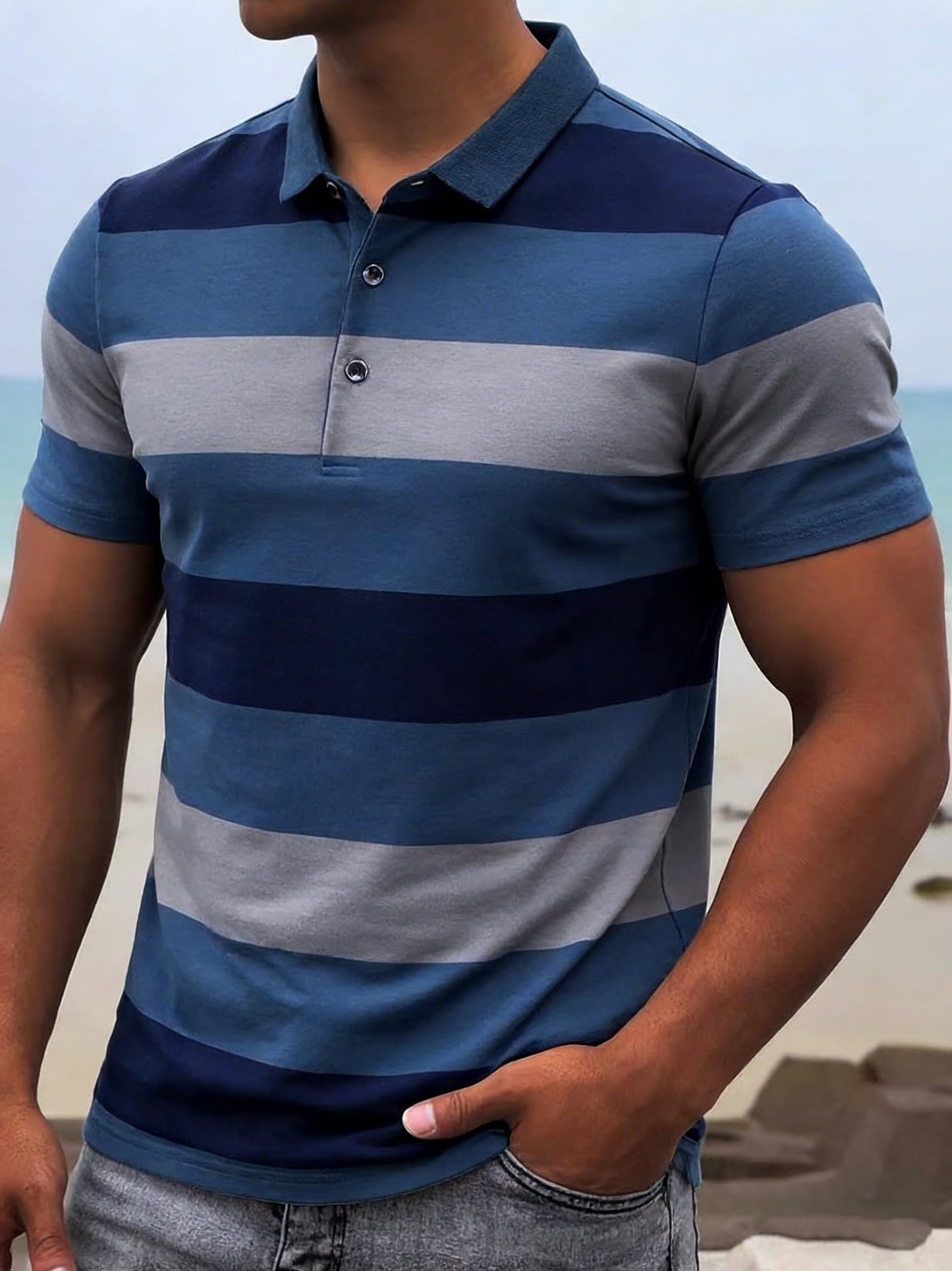 Herren Polohemd im modernen Streifen-Design – Stilvolles Freizeit- und Business-Casual Basic