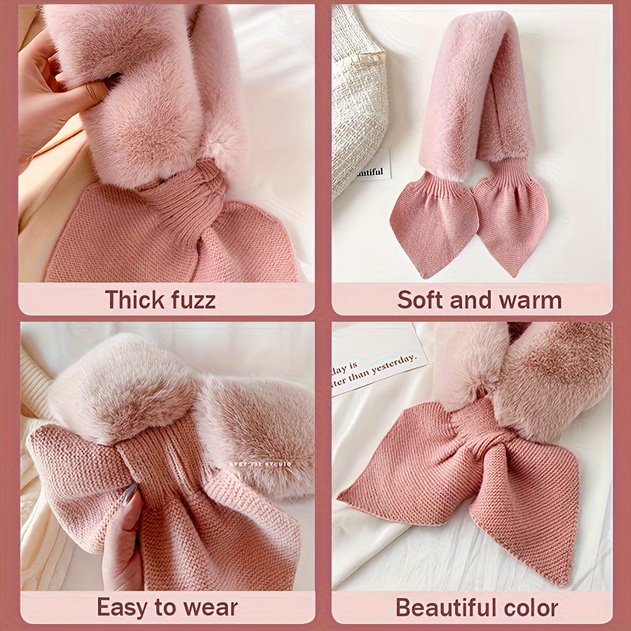 3-teiliges Hut Schal Handschuh Set Damen Winter mit Kunstpelz