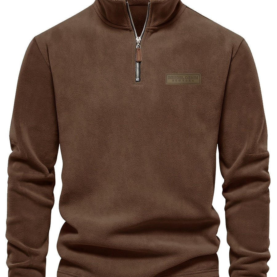Heren trui met kwart rits – moderne casual stijl met opstaande kraag en subtiel logo
