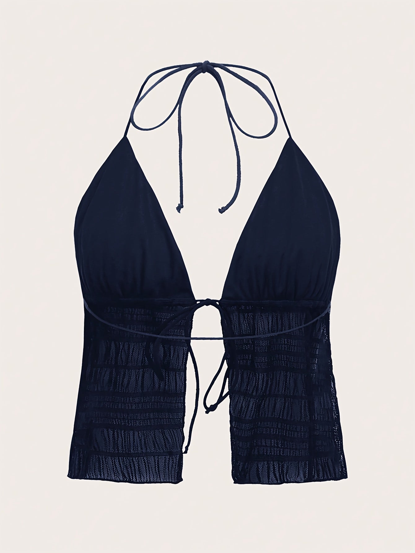 Damen Halterneck Camisole Top mit Raffung und Bindeband – Modisches Party- und Ausgehoberteil