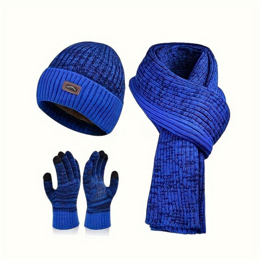Unisex Winter Set Mütze Schal Handschuhe – Gestrickt, Warm, Farblich abgestimmt