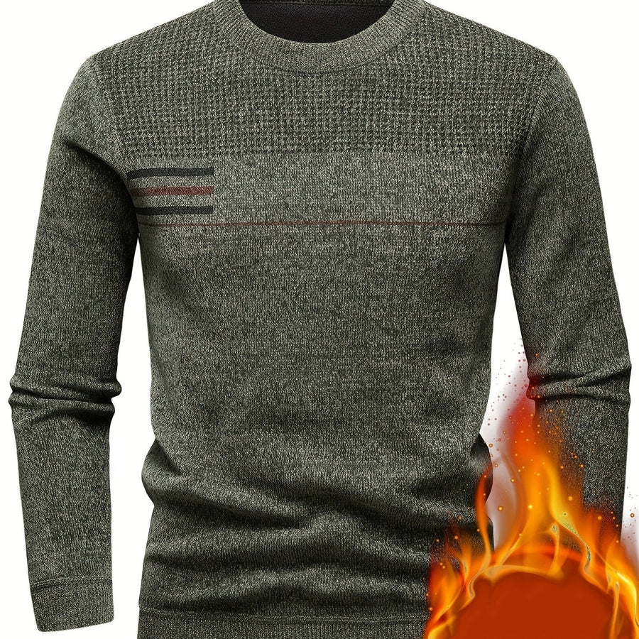 Herren Pullover Rundhals Rippstrick Optik Warm Winter