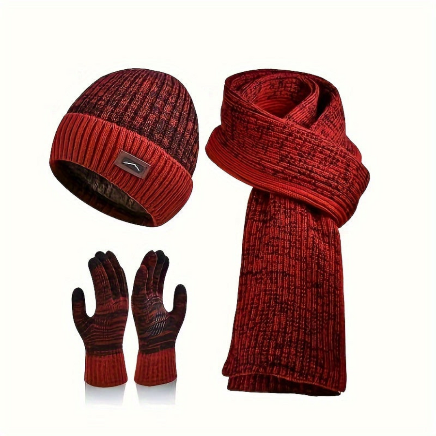 Unisex Winter Set Mütze Schal Handschuhe – Gestrickt, Warm, Farblich abgestimmt
