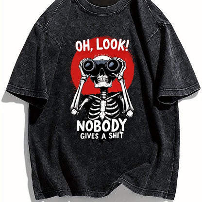 Herren Oversize T-Shirt mit Skelett-Print und frechem Spruch – Lustiges Streetwear Motiv