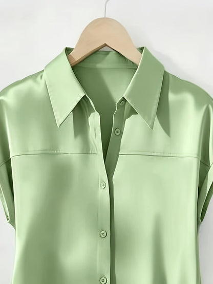 Damen Bluse mit Knopfleiste und Kragen – Elegante Kurzarmbluse für Büro und Alltag