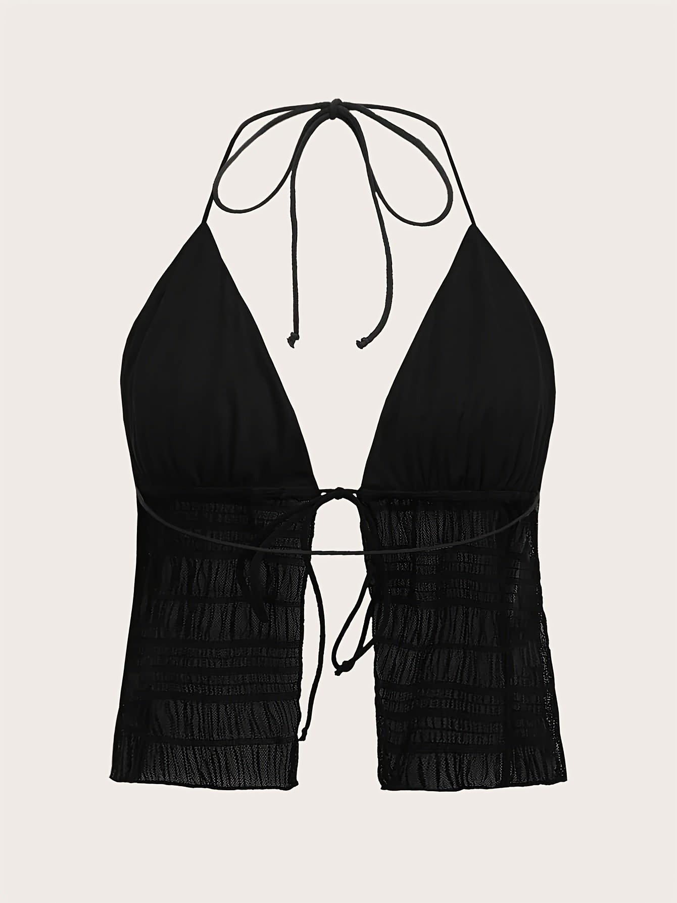 Damen Halterneck Camisole Top mit Raffung und Bindeband – Modisches Party- und Ausgehoberteil