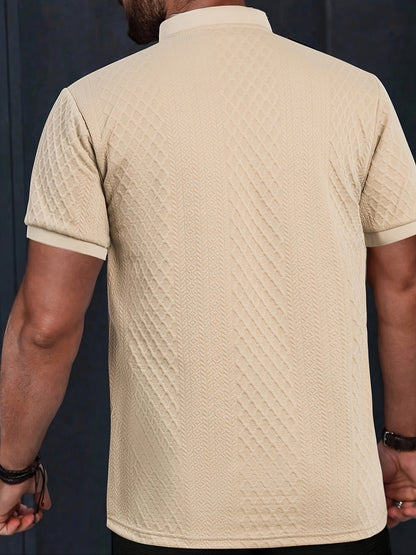Herren Poloshirt mit Stehkragen und modernem Muster – Stilvolle Freizeit- und Business-Option