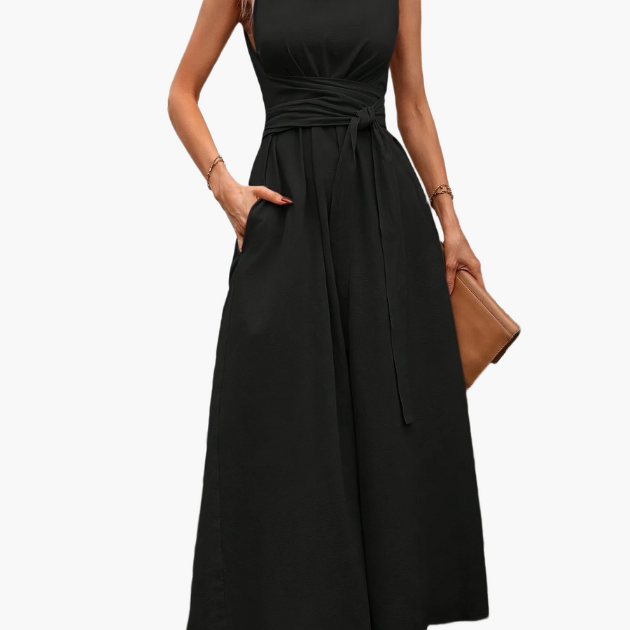 Damen Jumpsuit Elegant Ärmellos mit Gürtel – Perfekt für Alltag und besondere Anlässe