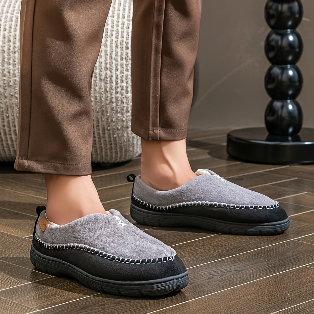 Unisex Hausschuhe Mokassin-Stil, gefüttert, rutschfeste Sohle, in Braun, Schwarz oder Grau