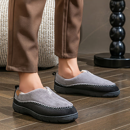 Unisex Hausschuhe Mokassin-Stil, gefüttert, rutschfeste Sohle, in Braun, Schwarz oder Grau