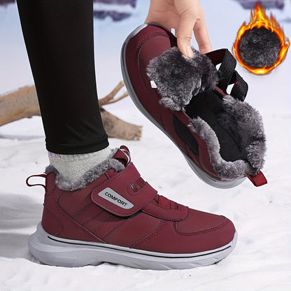 Winterstiefel mit Futter, Klettverschluss, rutschfester Sohle, warm gefütterte Winterschuhe