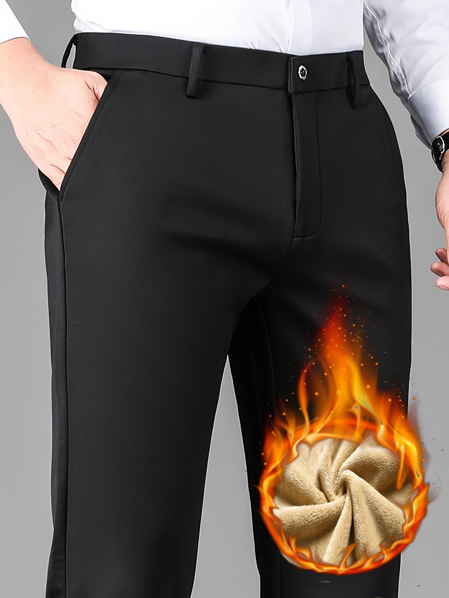 Herren gefütterte Hose Winter Warme Business-Hose mit Fleecefutter