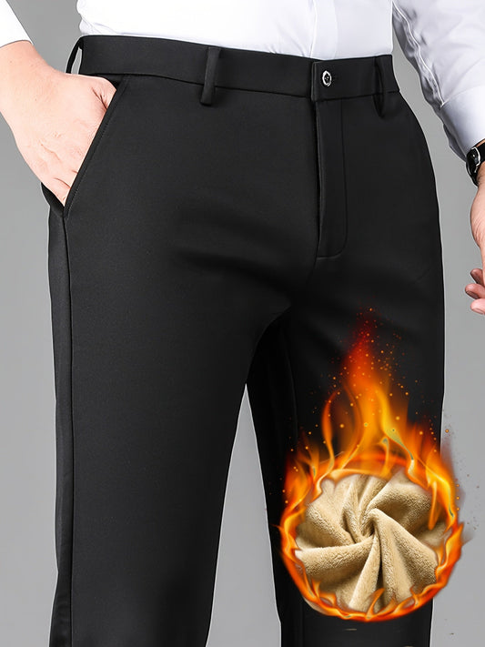 Herren gefütterte Hose Winter Warme Business-Hose mit Fleecefutter