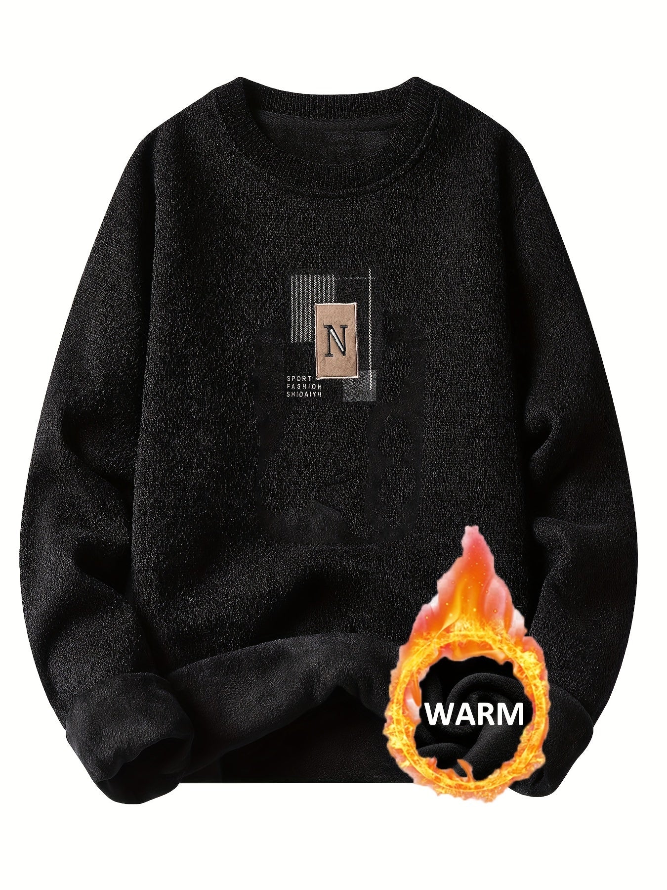 Unisex Langarm Sweatshirt Pullover mit Rundhalsausschnitt und Innenfutter