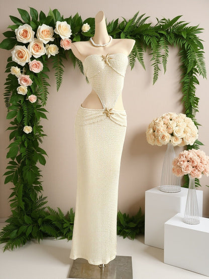 Damen Maxikleid Elegant Cut-Out Strand Party Abendmode