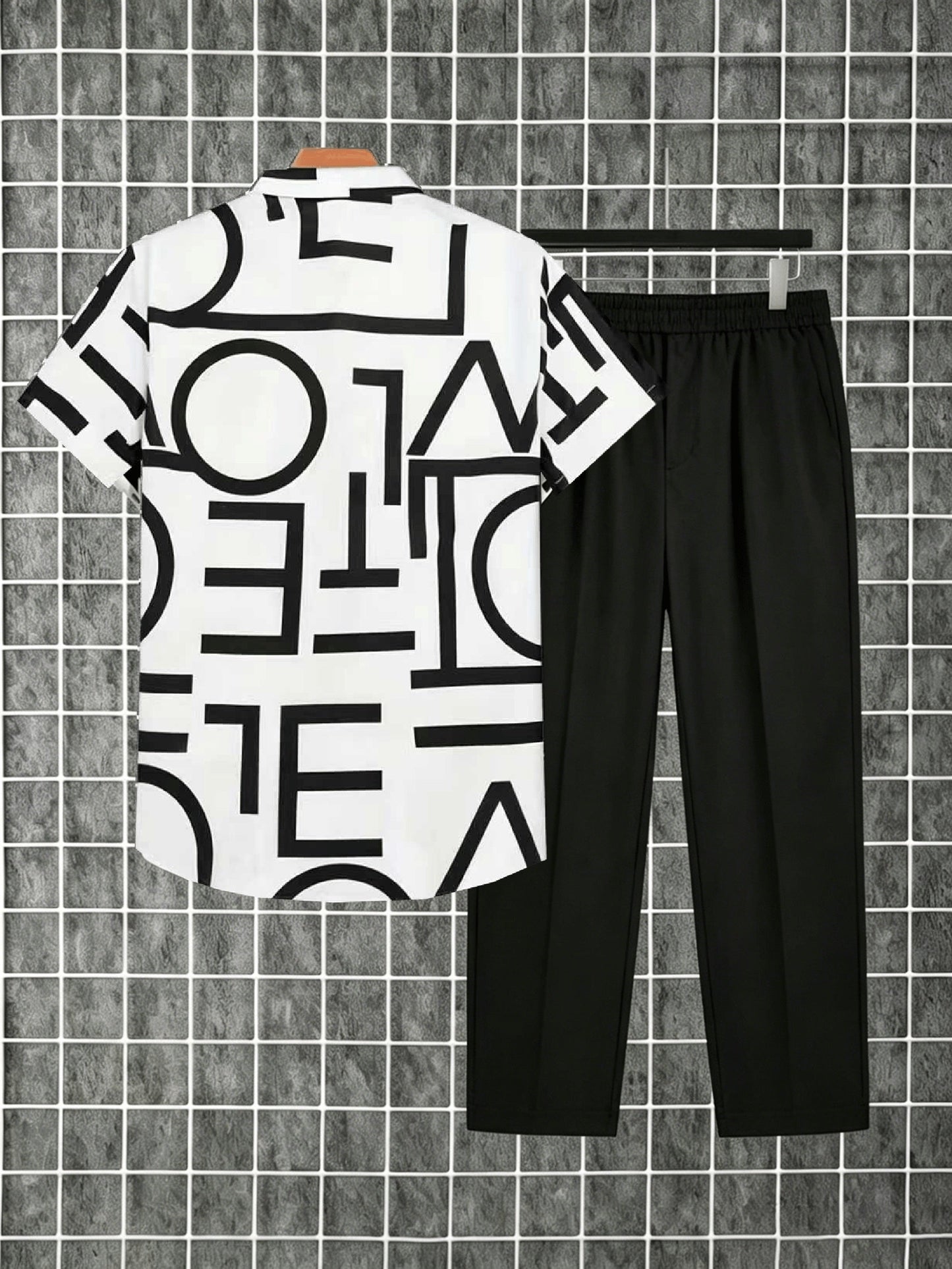 Herren Zweiteiliges Set – Modernes Streetwear Outfit mit Grafikhemd und Jogginghose