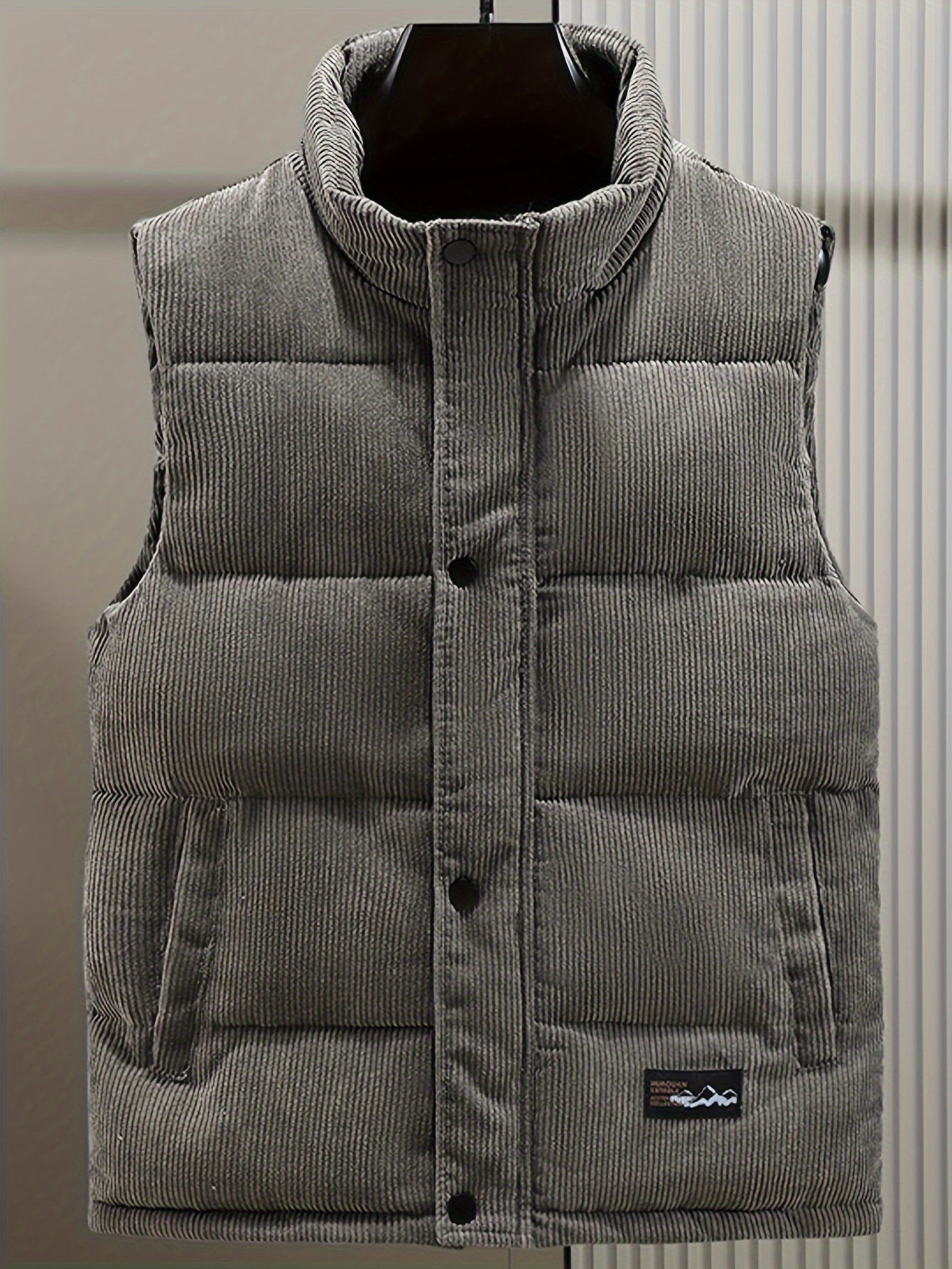 Steppweste Cord Herren Damen Unisex, Kragen, Knopfleiste, Seitentaschen