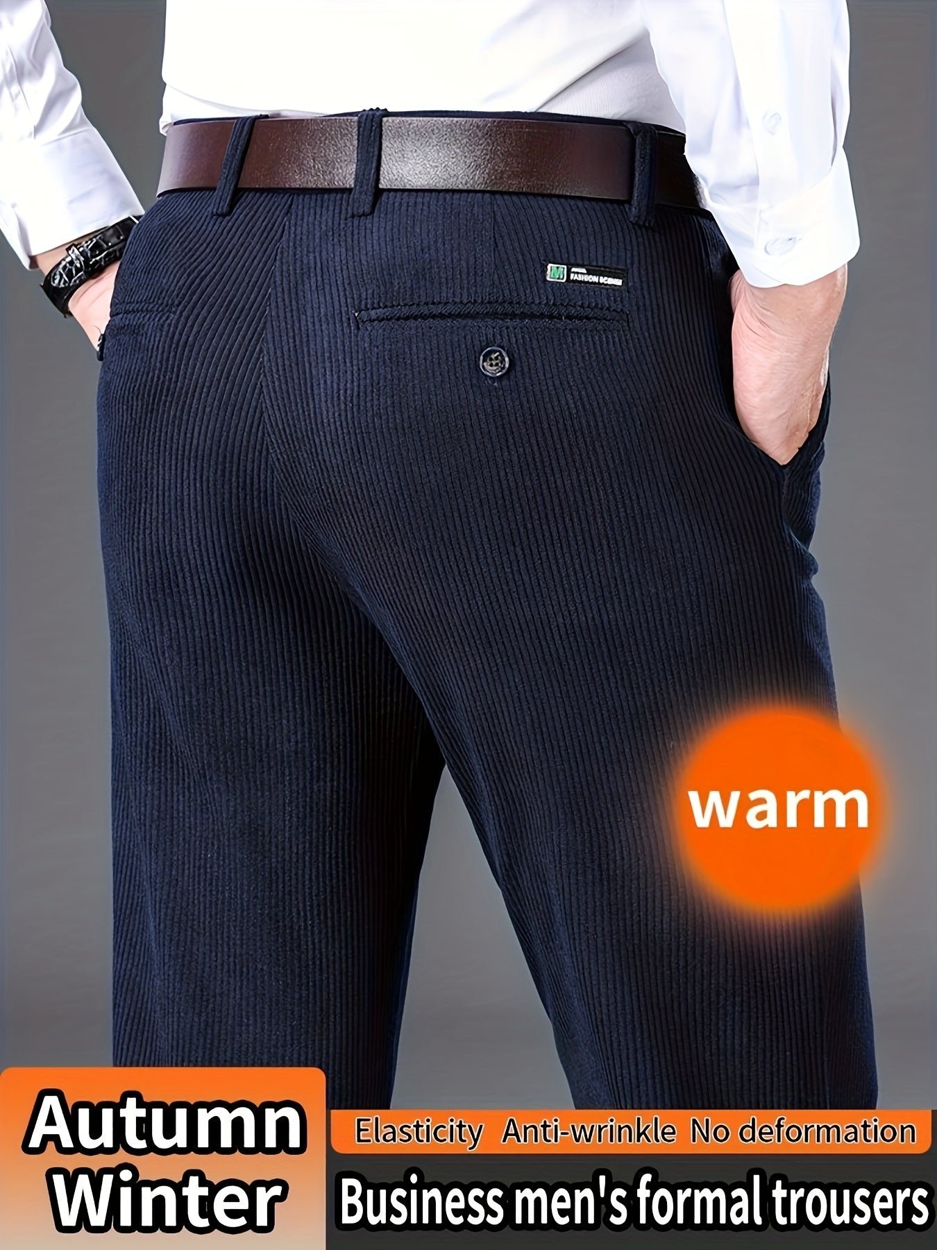 Herren Cordhose Regular Fit Business Hosen für Herbst Winter