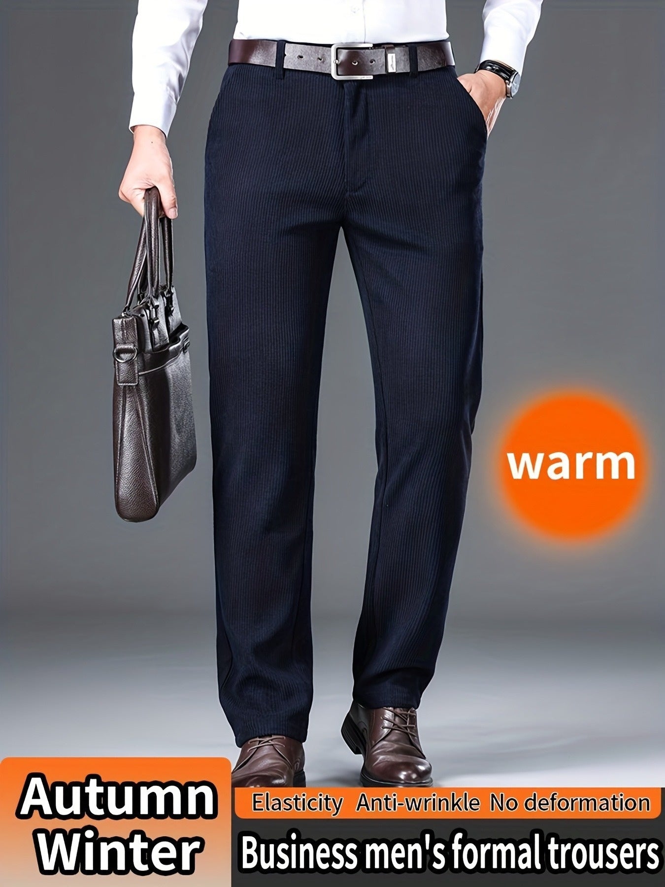 Herren Cordhose Regular Fit Business Hosen für Herbst Winter