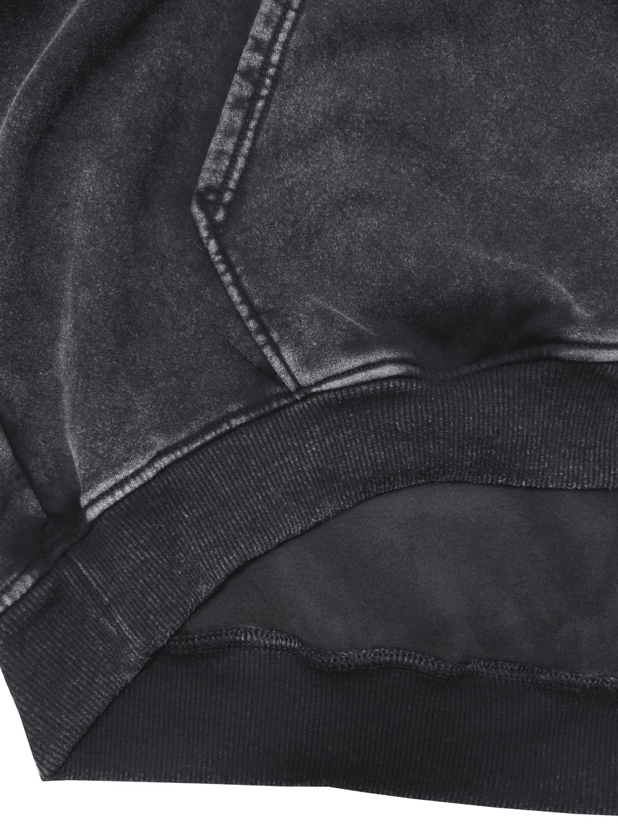 Hoodie Unisex Anthrazit Überschnitten Kapuzenpullover Kängurutasche Stonewashed