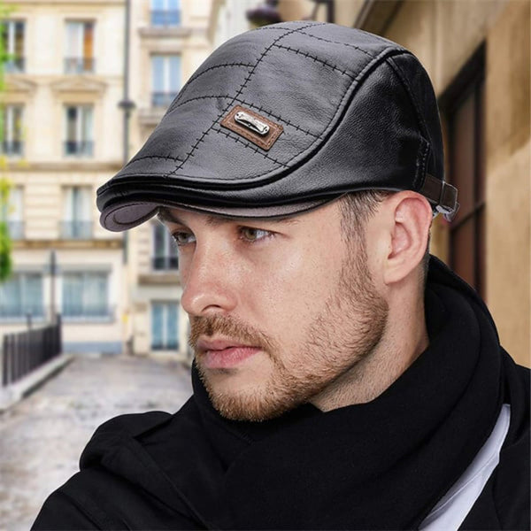 Herren Schiebermütze in Leder-Optik, verstellbar, in verschiedenen Farben