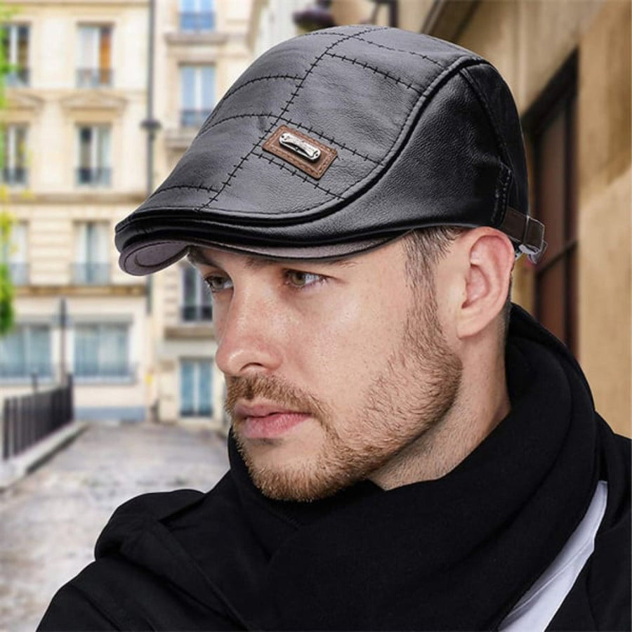Herren Schiebermütze in Leder-Optik, verstellbar, in verschiedenen Farben