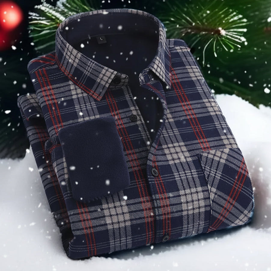 Herren Kariertes Hemd gefüttert Winter Langarm Flanell-Look