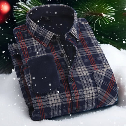Herren Kariertes Hemd gefüttert Winter Langarm Flanell-Look