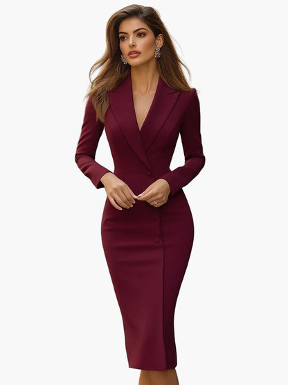 Damen Elegantes Business Midikleid mit Tailliertem Schnitt – Stilvolle Büro- und Anlassmode