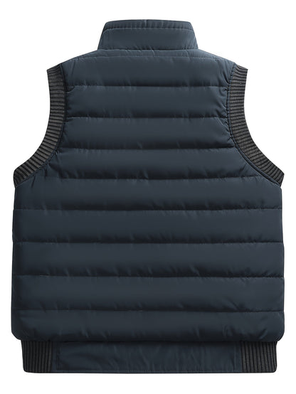 Steppweste mit Stehkragen und Rippstrickdetails - Warm gefüttert - Herren