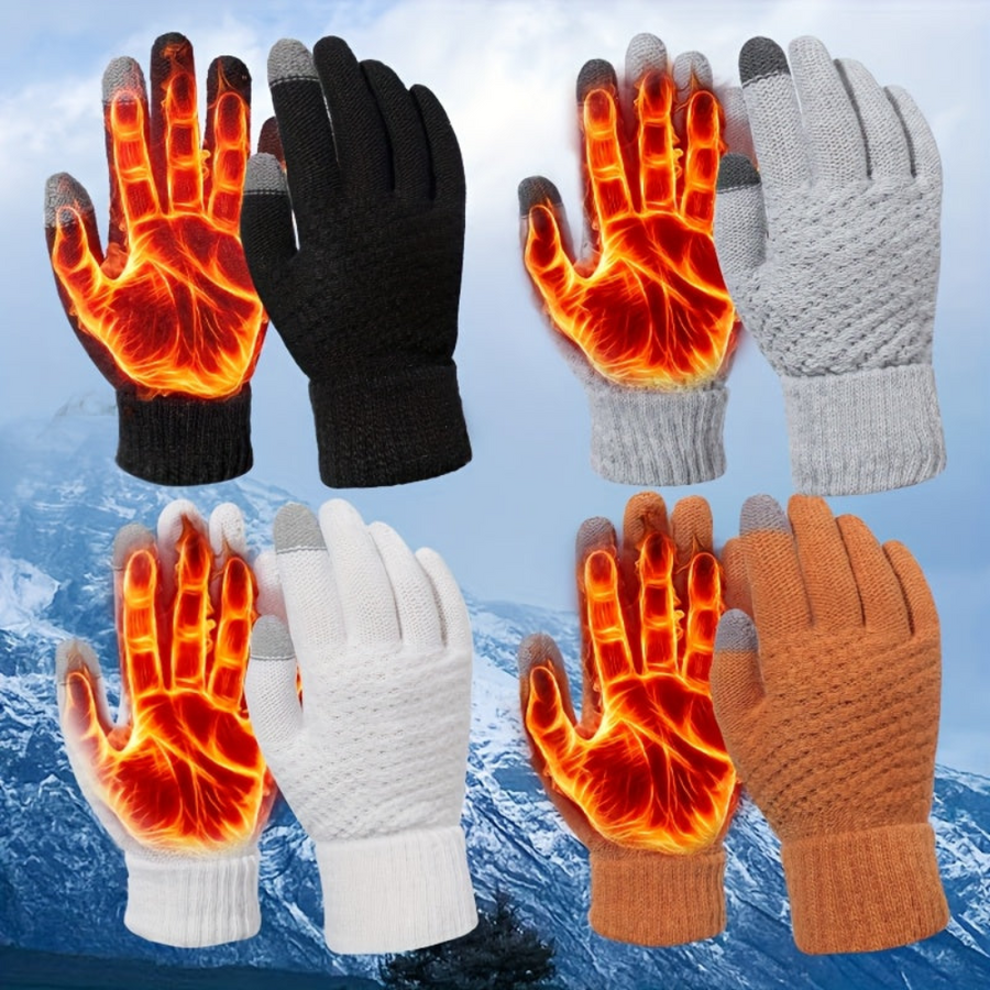 Unisex Winter Strickhandschuhe mit Touchscreen-Funktion - Warme Handschuhe für Damen und Herren