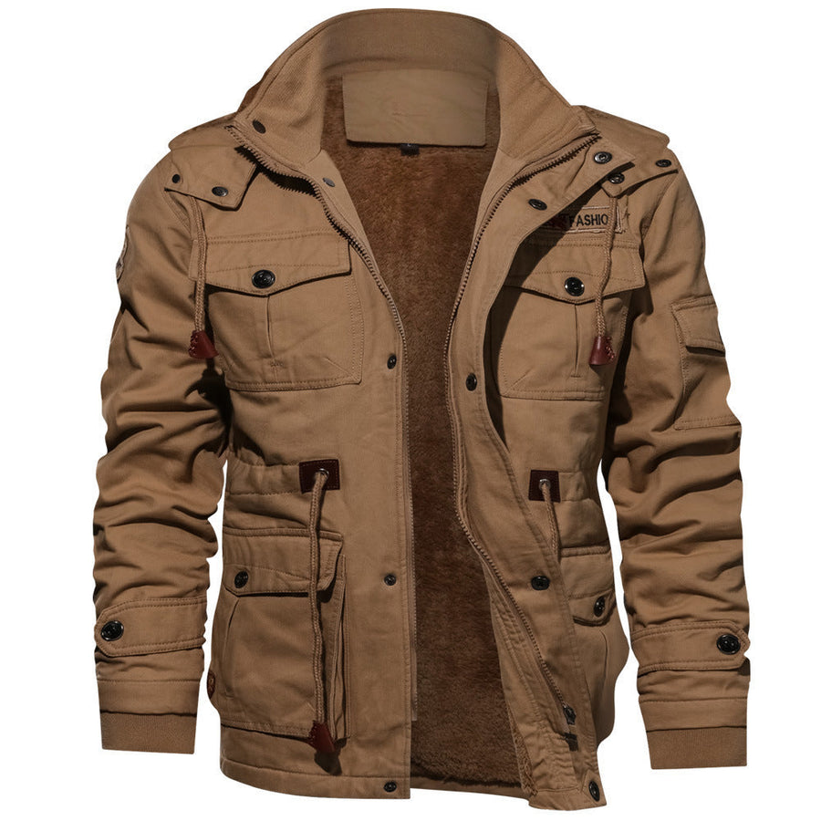 Herren Winterjacke mit Kapuze, Teddyfutter und mehreren Taschen