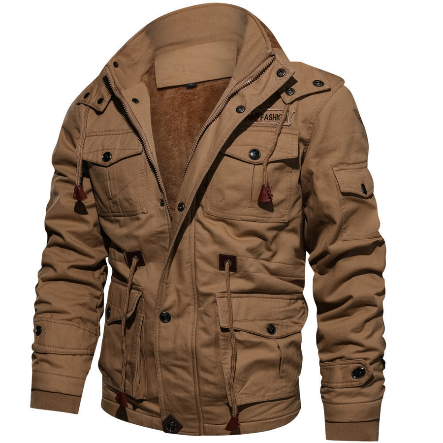 Herren Winterjacke mit Kapuze, Teddyfutter und mehreren Taschen