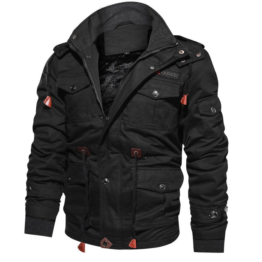 Herren Winterjacke mit Kapuze, Teddyfutter und mehreren Taschen