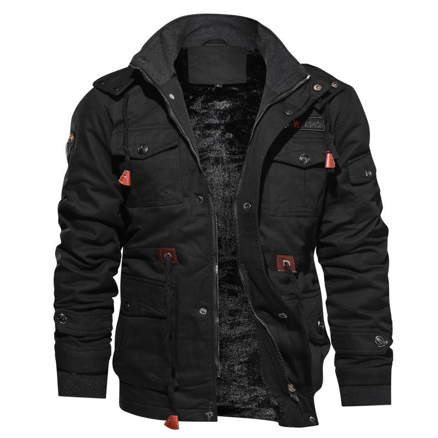 Herren Winterjacke mit Kapuze, Teddyfutter und mehreren Taschen