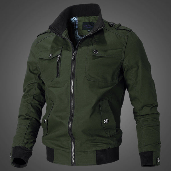 Herren Bomberjacke Stehkragen Reißverschluss Übergangsjacke mit Taschen