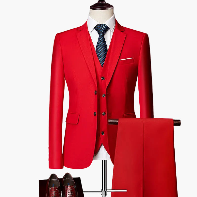 Herren 3-teiliges Slim Fit Anzugset für festliche Anlässe und Business