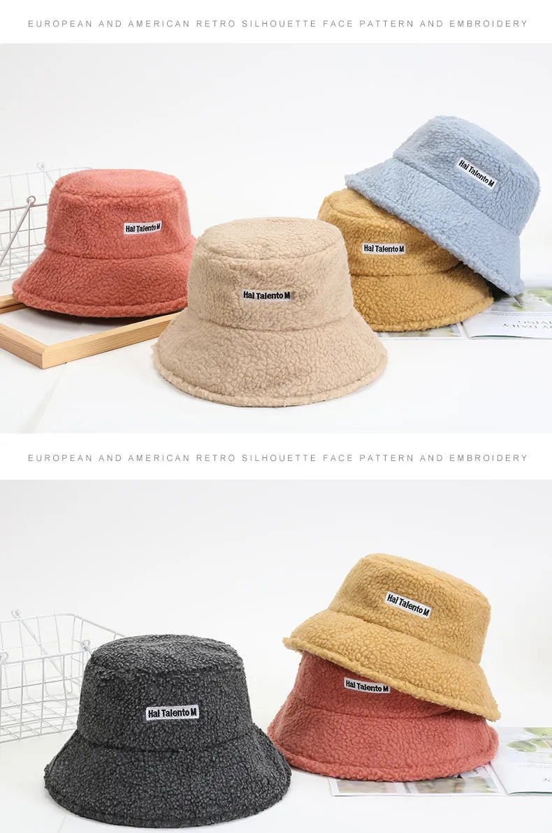 Unisex Flauschiger Fischerhut in Grau für Herbst & Winter
